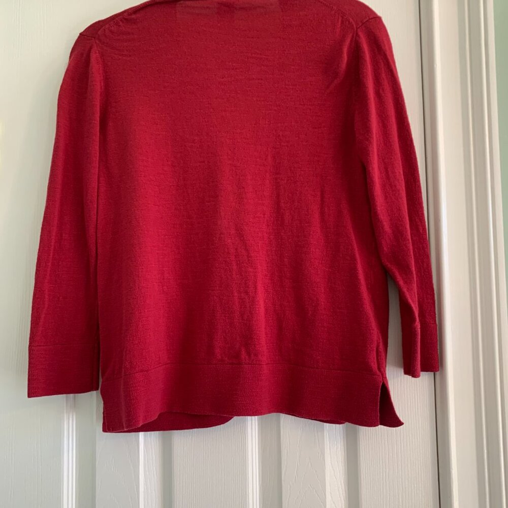 Ann Taylor Factory Cranberry Red Button Down Cardigan Medium - Picture 3 of 9